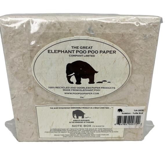 The Great Elephant Poo Poo Paper Blue Turtle Note Box New - Picture 6 of 14